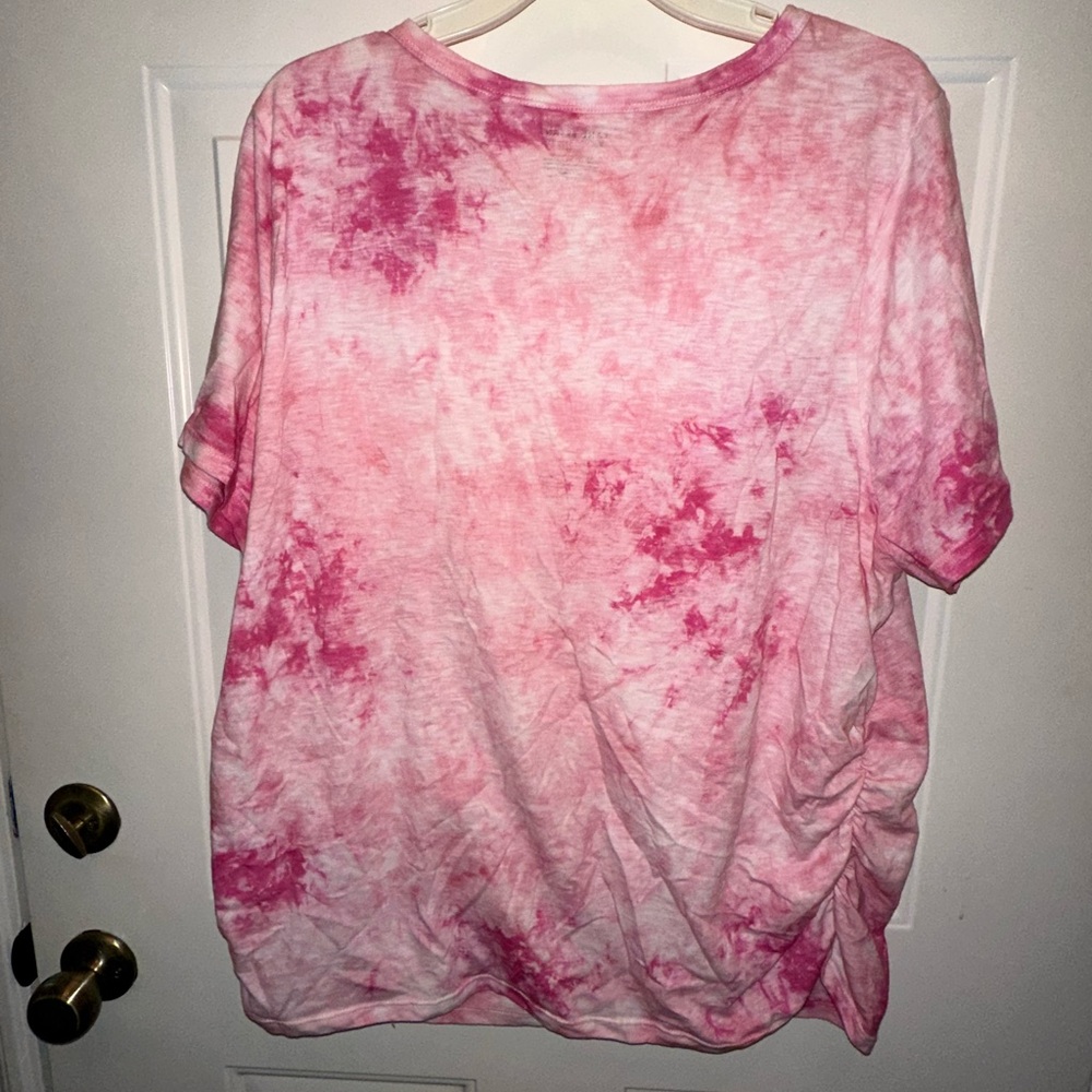 Lane Bryant Ruched Side Tee - Pink/White